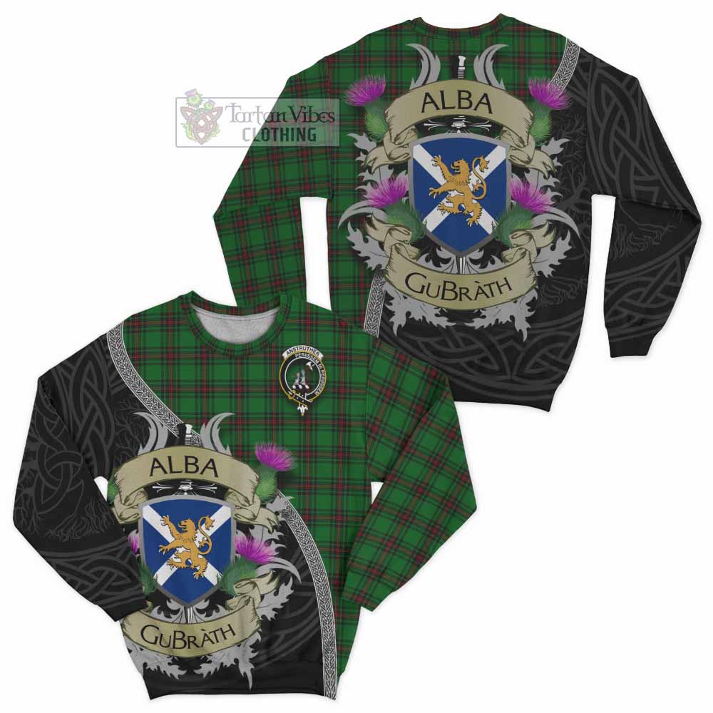 Anstruther Tartan Family Crest Sweatshirt Lion Rampant Royal Thistle Shield Celtic Inspired - Tartan Vibes Clothing