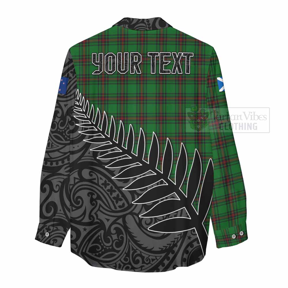 Tartan Vibes Clothing Anstruther Crest Tartan Women's Casual Shirt with New Zealand Silver Fern Half Style