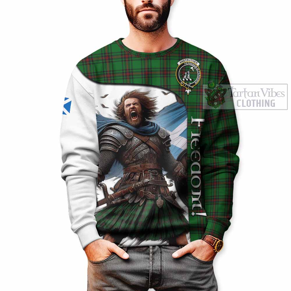 Tartan Vibes Clothing Anstruther Crest Tartan Sweatshirt Inspired by the Freedom of Scottish Warrior