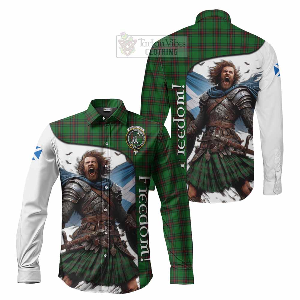 Tartan Vibes Clothing Anstruther Crest Tartan Long Sleeve Button Shirt Inspired by the Freedom of Scottish Warrior