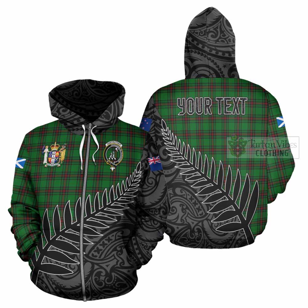 Tartan Vibes Clothing Anstruther Crest Tartan Hoodie with New Zealand Silver Fern Half Style