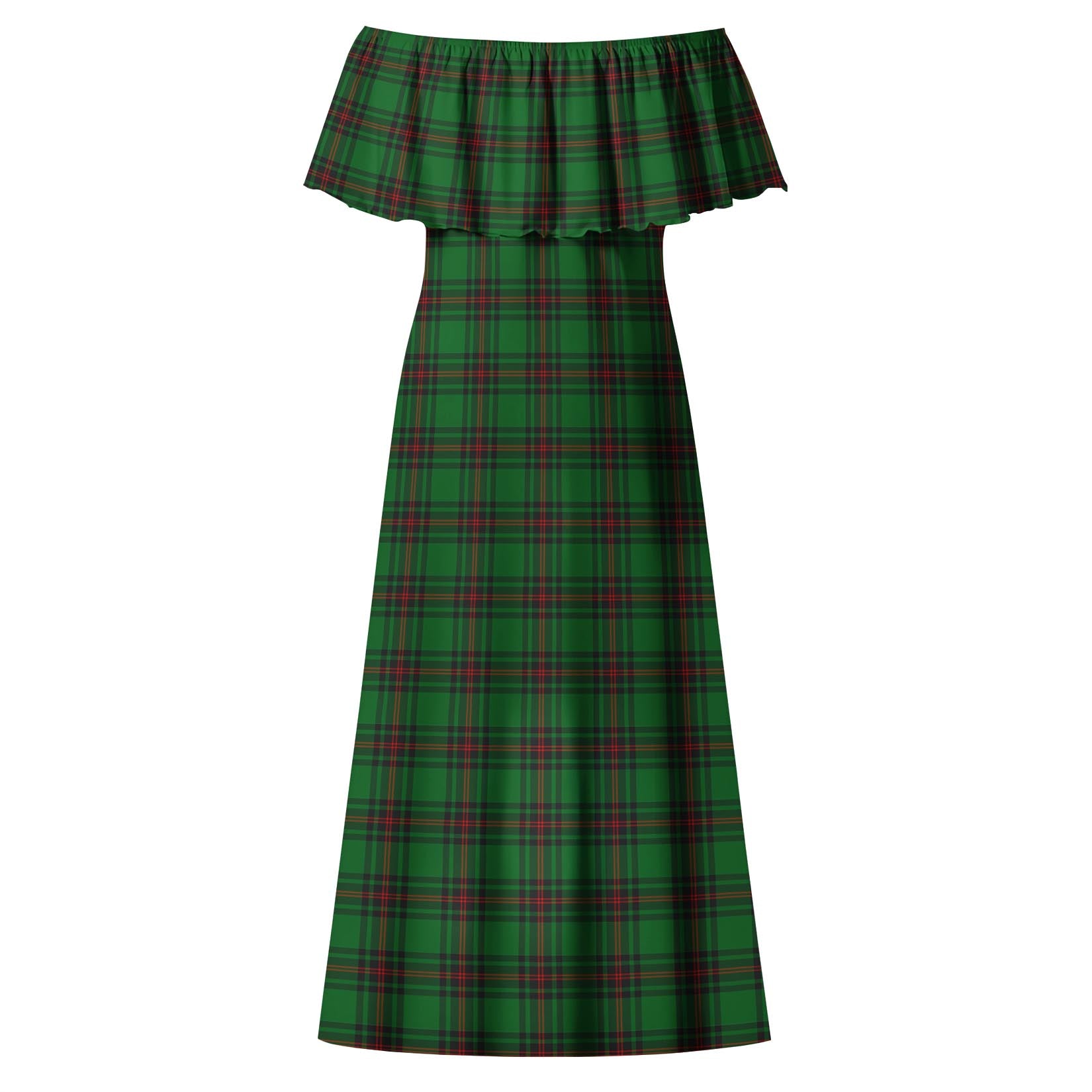 Anstruther Tartan Off Shoulder Long Dress - Tartanvibesclothing