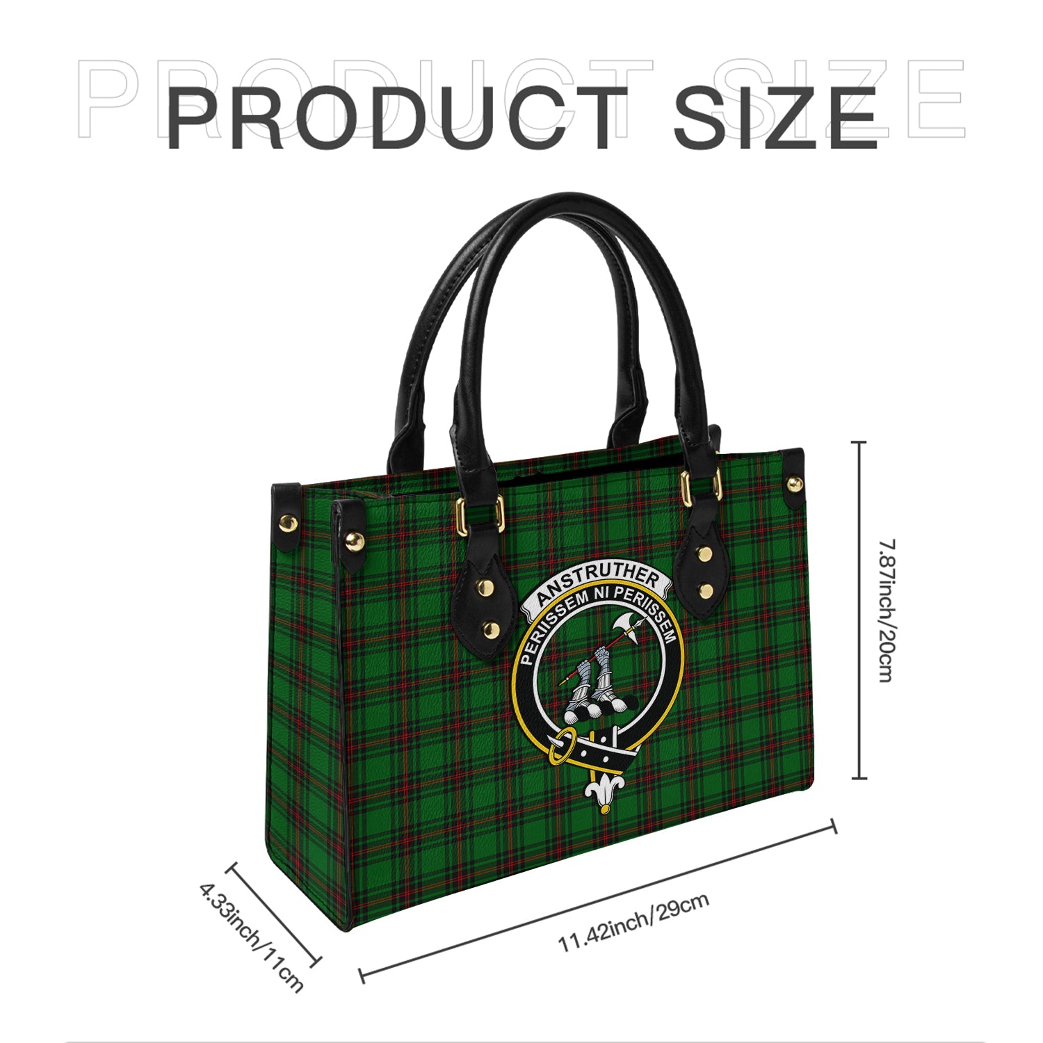 Anstruther Tartan Leather Bag with Family Crest - Tartanvibesclothing