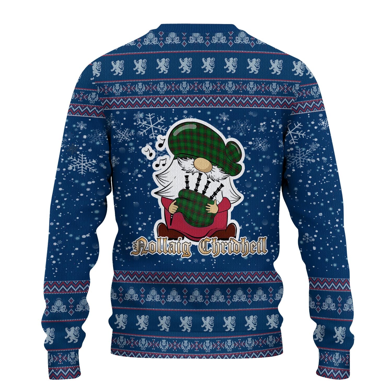 Anstruther Clan Christmas Family Knitted Sweater with Funny Gnome Playing Bagpipes - Tartanvibesclothing