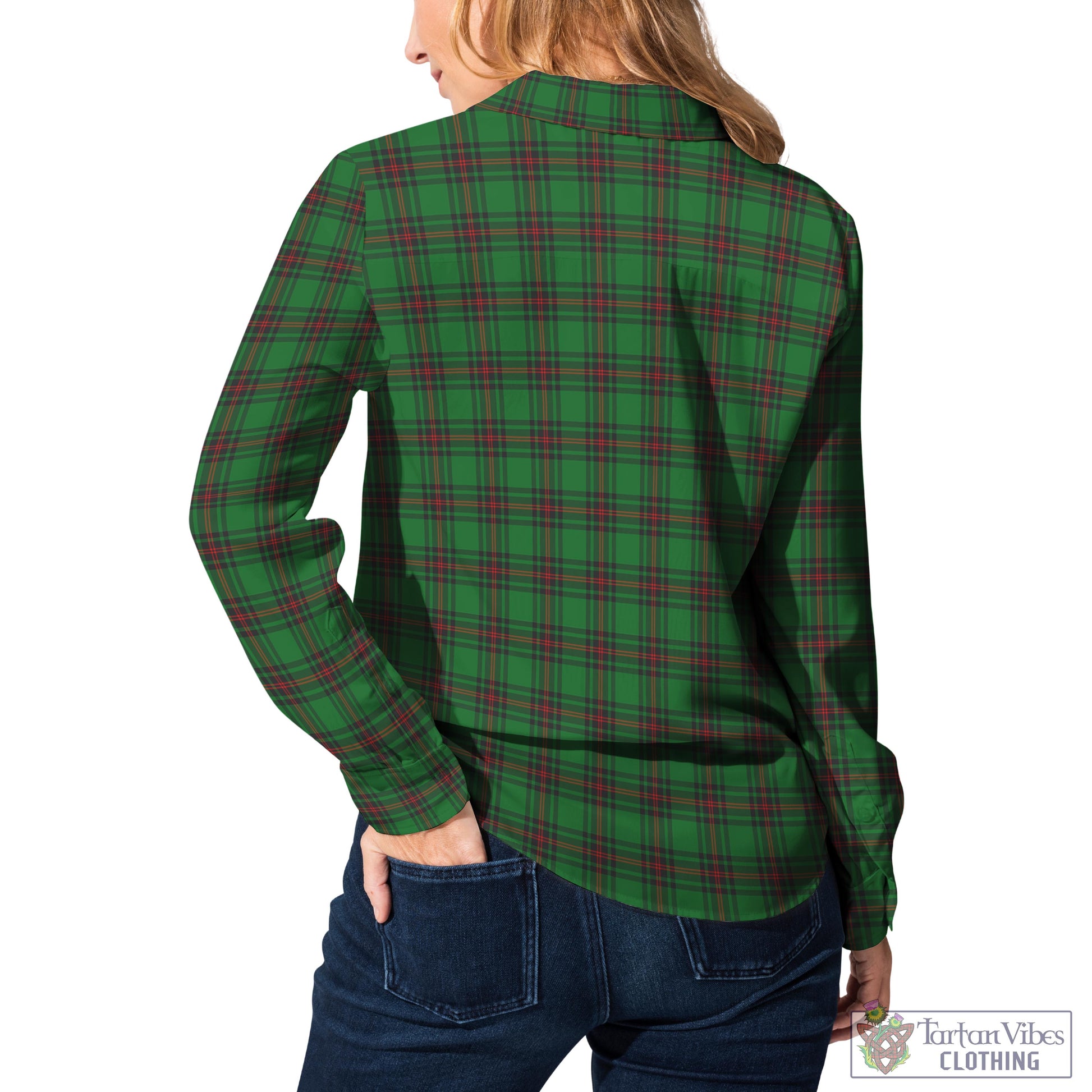 Tartan Vibes Clothing Anstruther Tartan Womens Casual Shirt with Family Crest