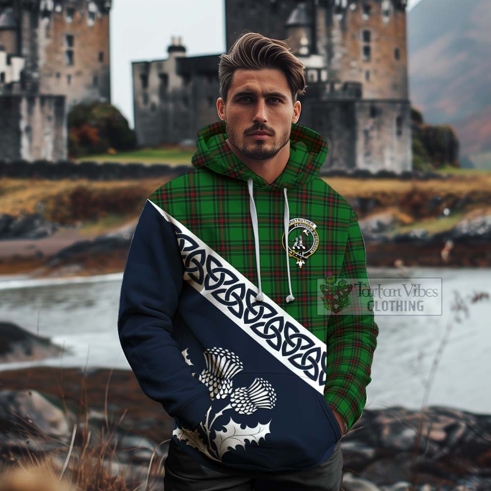 Anstruther Tartan Cotton Hoodie Featuring Thistle and Scotland Map - Tartan Vibes Clothing