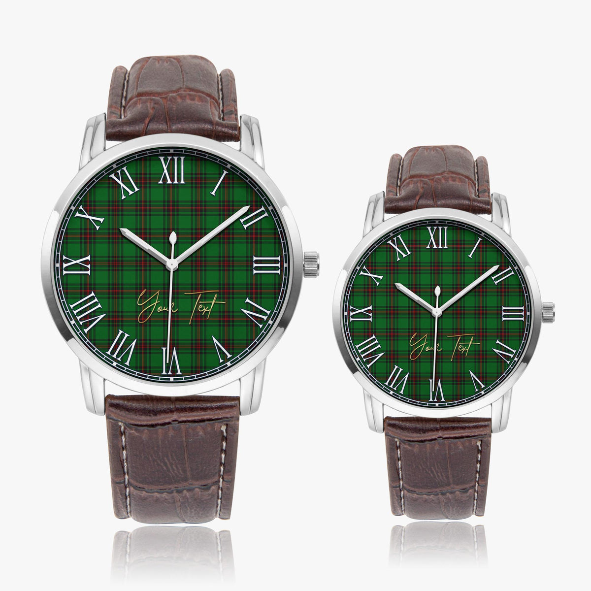 Anstruther Tartan Personalized Your Text Leather Trap Quartz Watch - Tartan Vibes Clothing