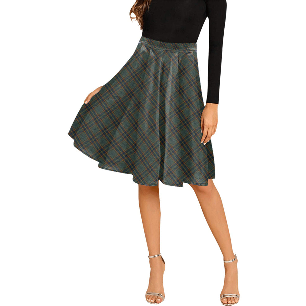 Antrim County Ireland Tartan Melete Pleated Midi Skirt Cross Style Female - Tartan Vibes Clothing