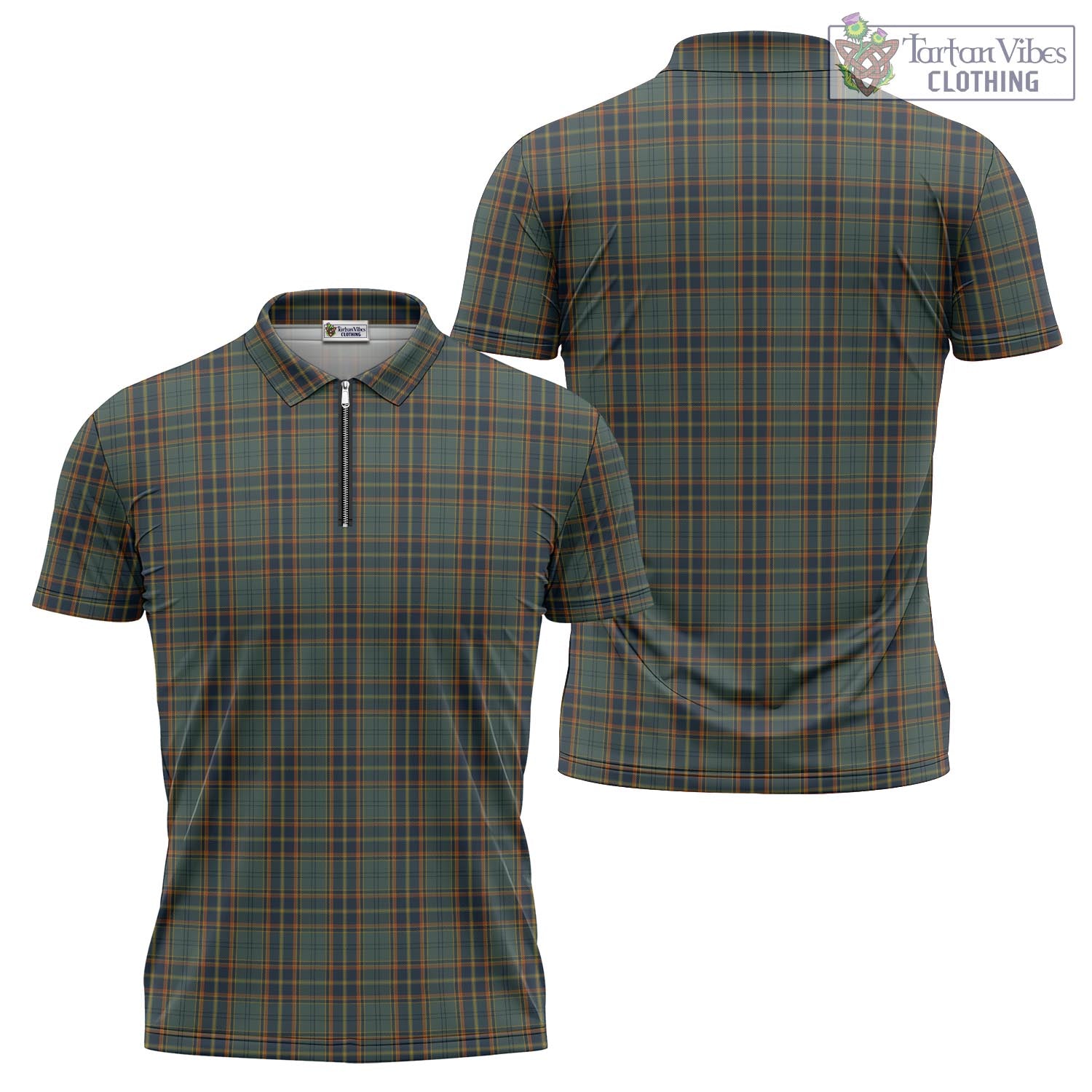 Tartan Vibes Clothing Antrim County Ireland Tartan Zipper Polo Shirt