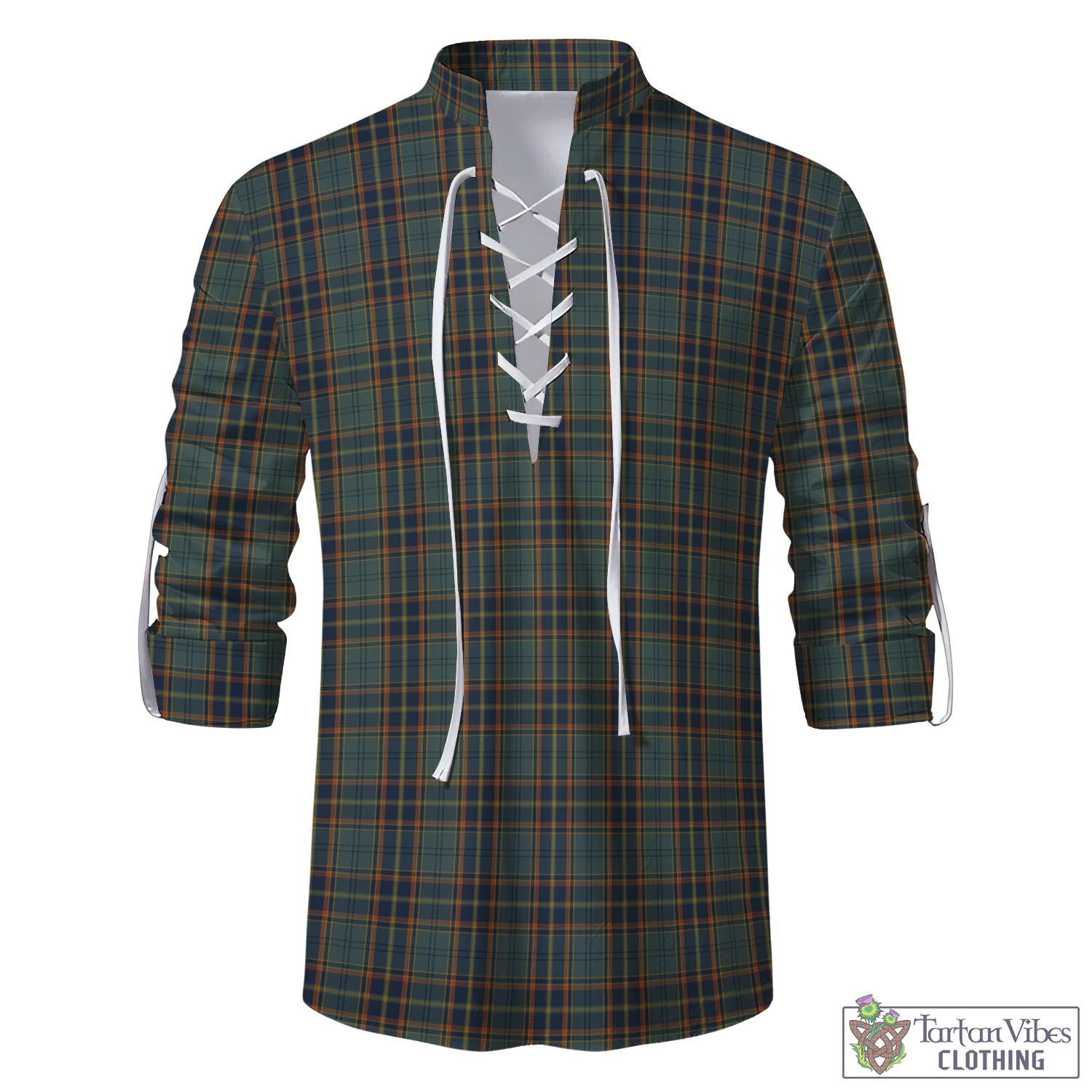 Tartan Vibes Clothing Antrim County Ireland Tartan Men's Scottish Traditional Jacobite Ghillie Kilt Shirt