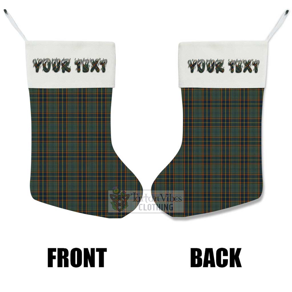 Tartan Vibes Clothing Antrim County Ireland Tartan Christmas Stocking with Personalized Text