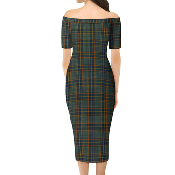 Antrim County Ireland Tartan Off Shoulder Lady Dress