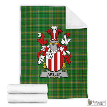 Apsley Irish Clan Tartan Blanket with Coat of Arms X-Large 59 x 79 inches 150 x 200 cm - Tartan Vibes Clothing