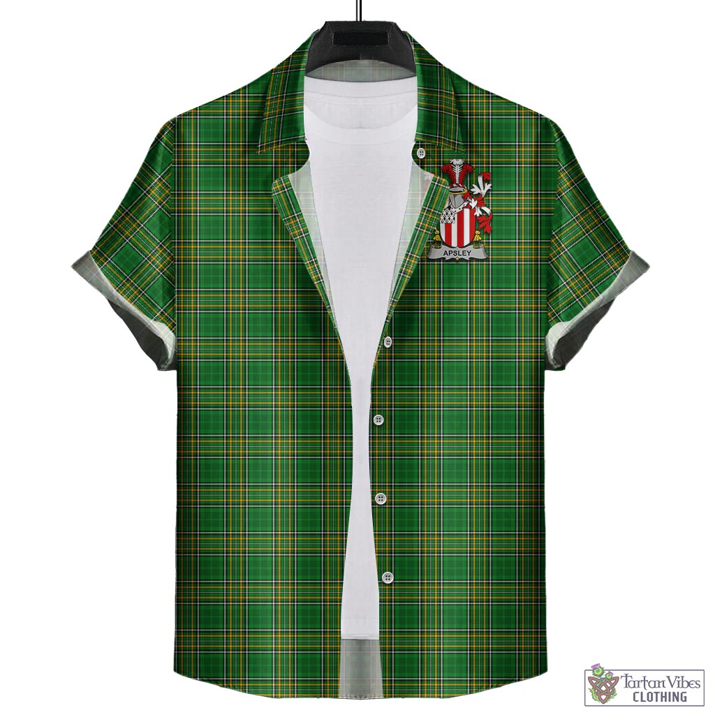 Tartan Vibes Clothing Apsley Ireland Clan Tartan Short Sleeve Button Up with Coat of Arms
