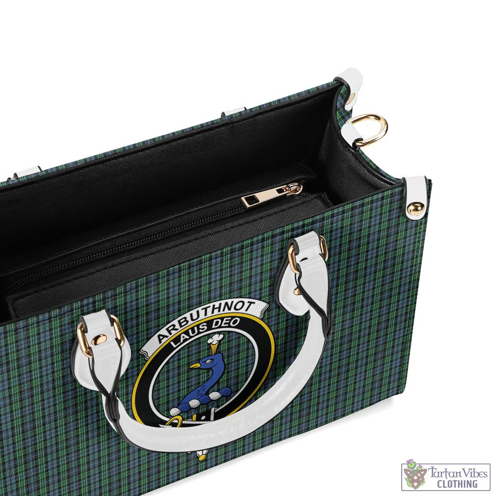 Tartan Vibes Clothing Arbuthnot Tartan Luxury Leather Handbags with Family Crest