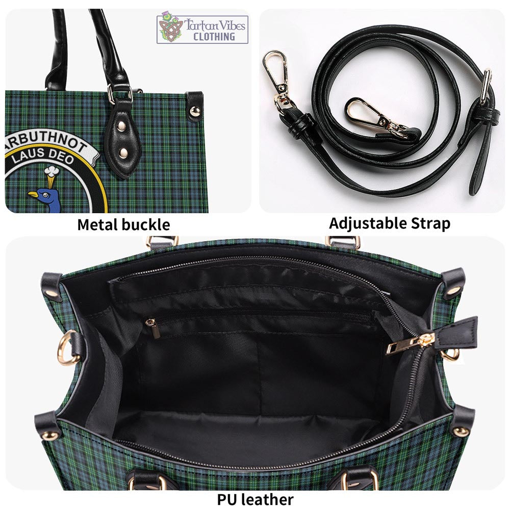 Tartan Vibes Clothing Arbuthnot Tartan Luxury Leather Handbags with Family Crest