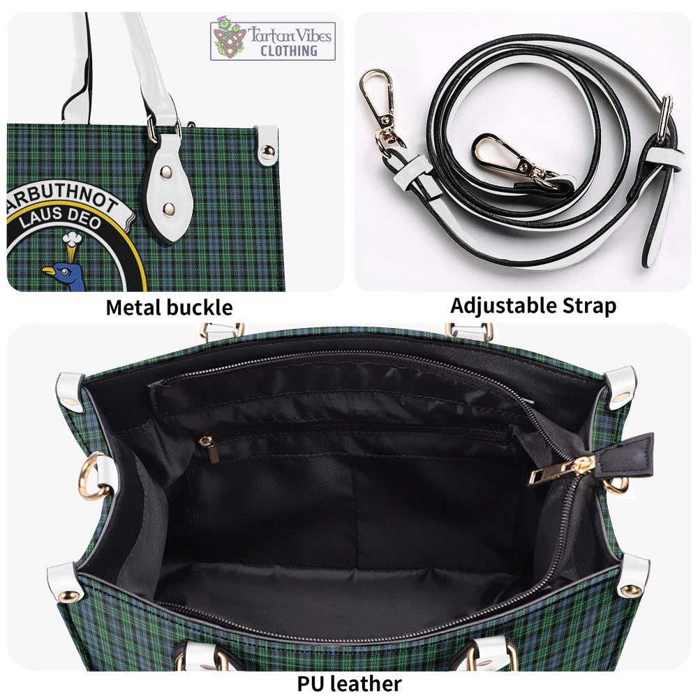 Tartan Vibes Clothing Arbuthnot Tartan Luxury Leather Handbags with Family Crest