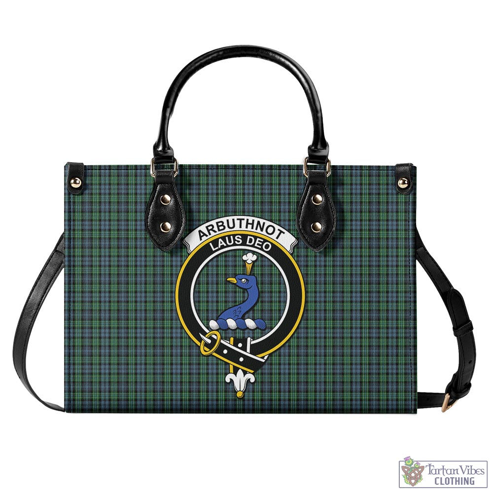 Tartan Vibes Clothing Arbuthnot Tartan Luxury Leather Handbags with Family Crest