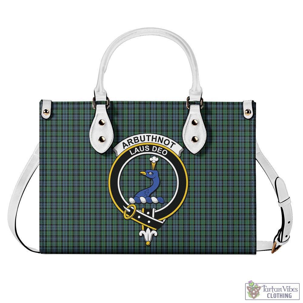 Tartan Vibes Clothing Arbuthnot Tartan Luxury Leather Handbags with Family Crest