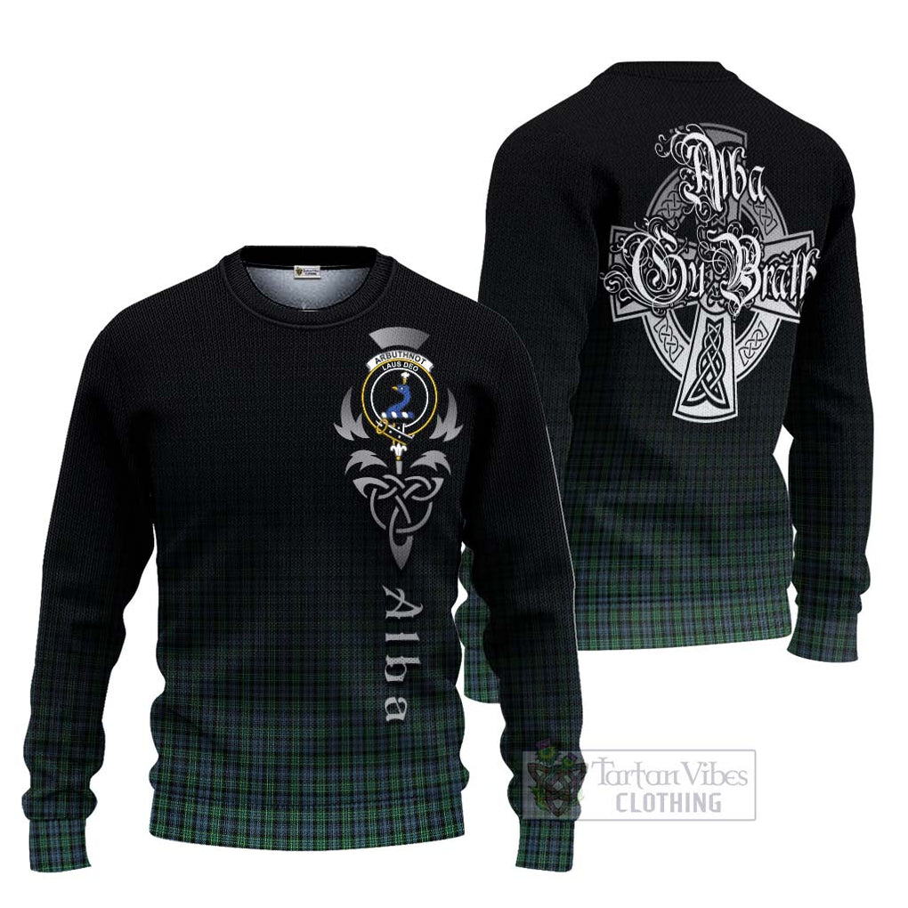 Tartan Vibes Clothing Arbuthnot Tartan Knitted Sweater Featuring Alba Gu Brath Family Crest Celtic Inspired