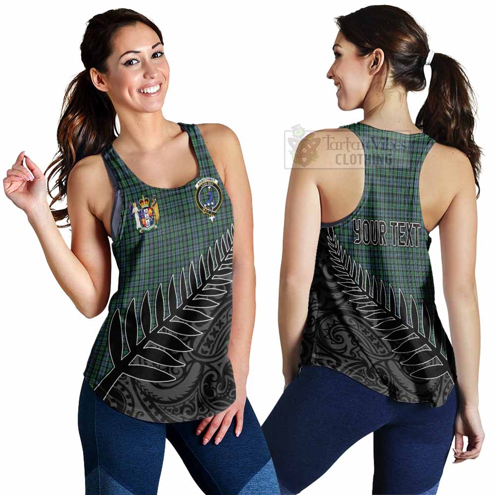 Tartan Vibes Clothing Arbuthnot Crest Tartan Women's Racerback Tanks with New Zealand Silver Fern Half Style