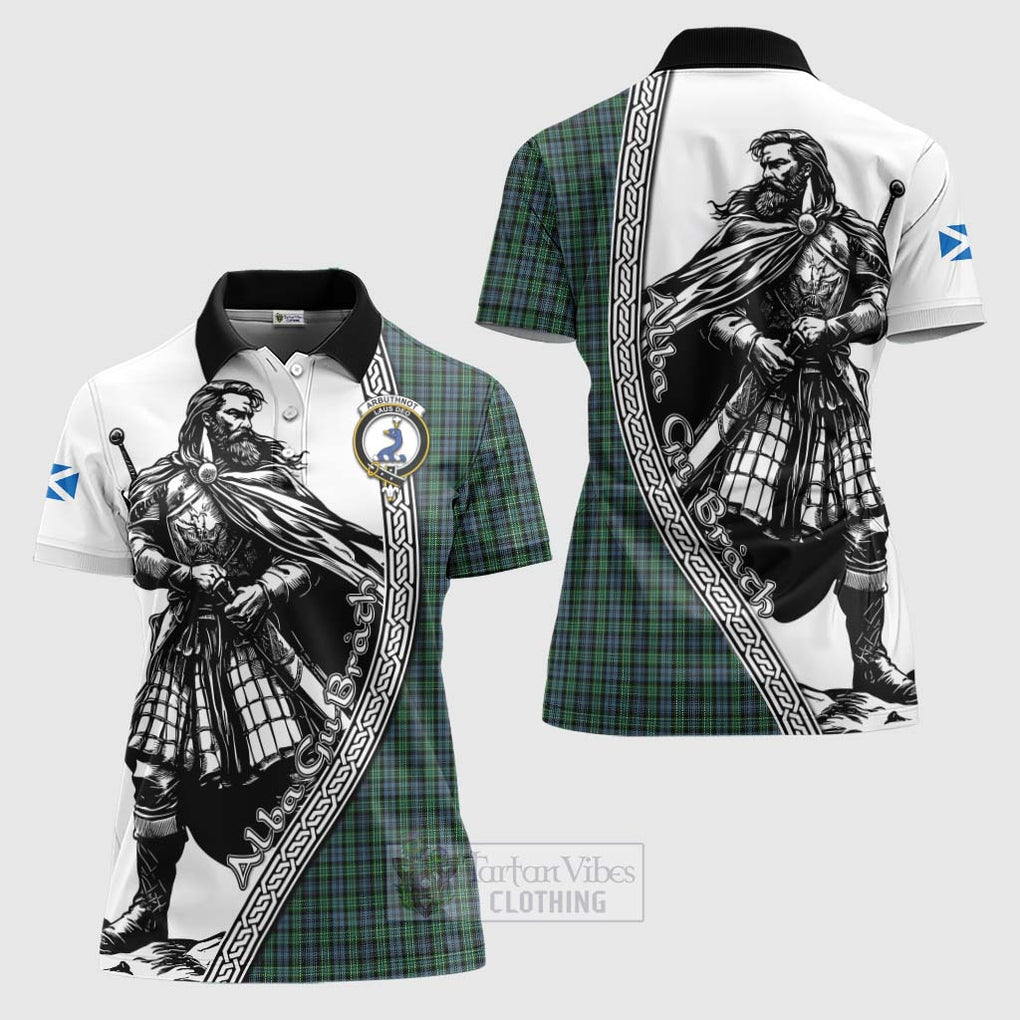 Arbuthnot Tartan Clan Crest Women's Polo Shirt with Highlander Warrior Celtic Style Women - Tartan Vibes Clothing