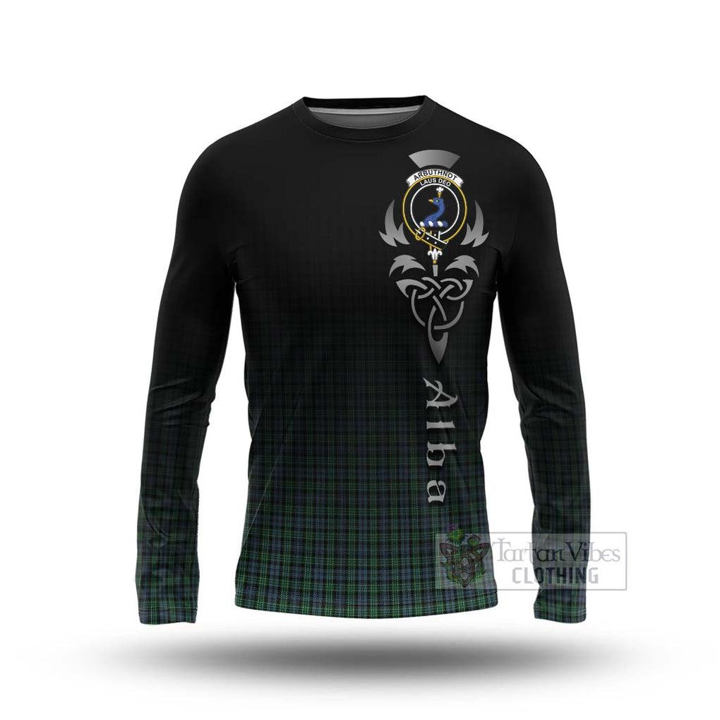 Tartan Vibes Clothing Arbuthnot Tartan Long Sleeve T-Shirt Featuring Alba Gu Brath Family Crest Celtic Inspired