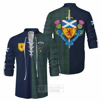 Arbuthnot Tartan Ghillie Kilt Shirt Alba with Scottish Lion Royal Arm Half Style Men - Tartan Vibes Clothing
