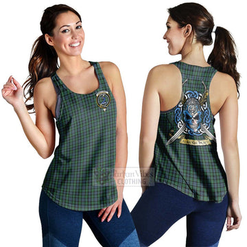 Arbuthnot Tartan Women's Racerback Tanks with Family Crest Celtic Skull Style