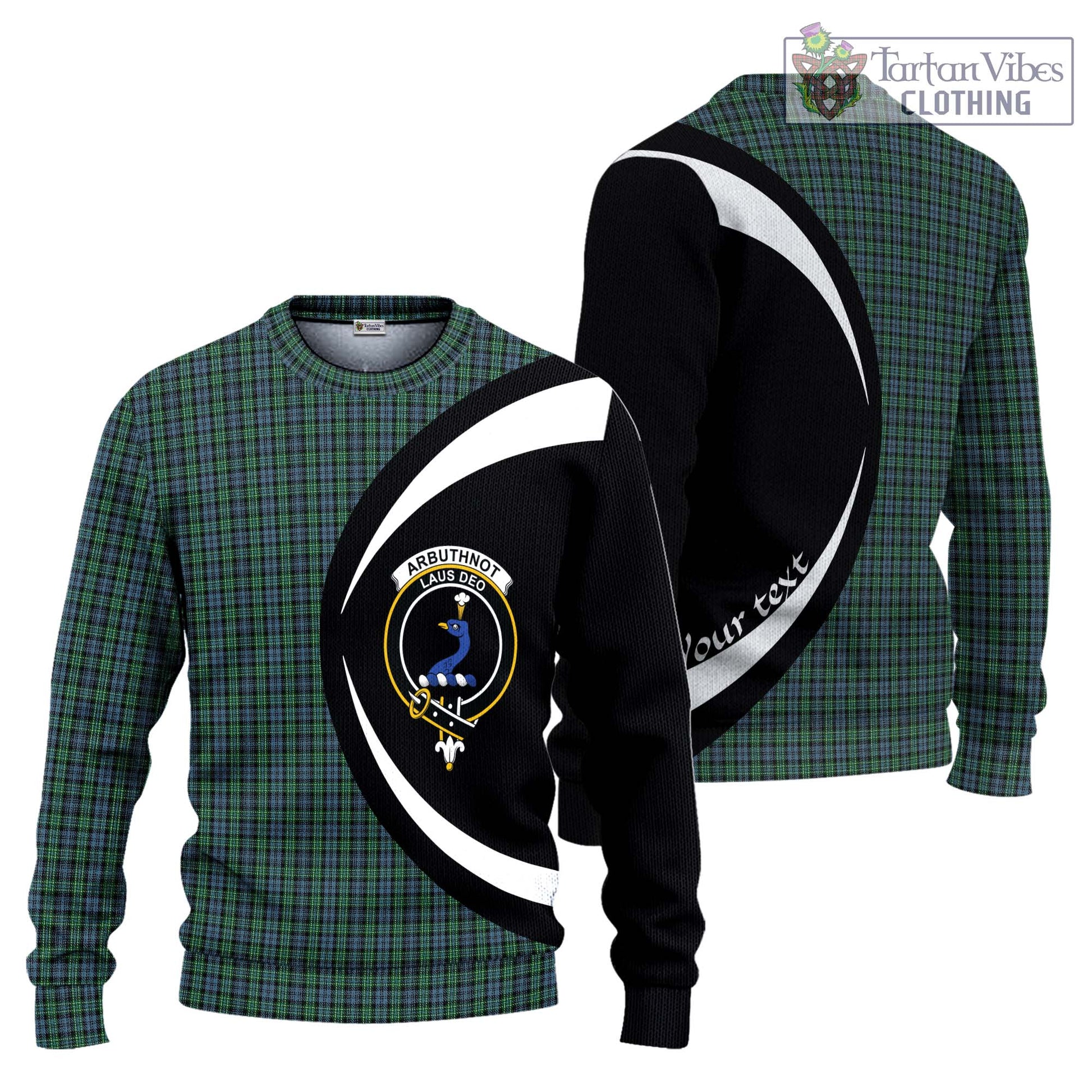 Arbuthnot Tartan Ugly Sweater with Family Crest Circle Style Unisex - Tartan Vibes Clothing