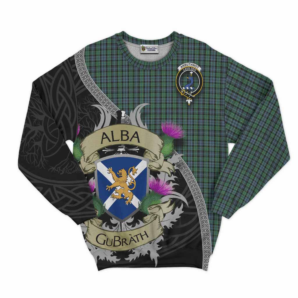 Arbuthnot Tartan Family Crest Sweatshirt Lion Rampant Royal Thistle Shield Celtic Inspired Unisex - Tartan Vibes Clothing