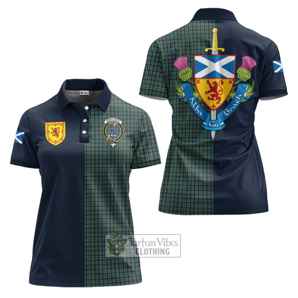 Tartan Vibes Clothing Arbuthnot Tartan Women's Polo Shirt with Scottish Lion Royal Arm Half Style