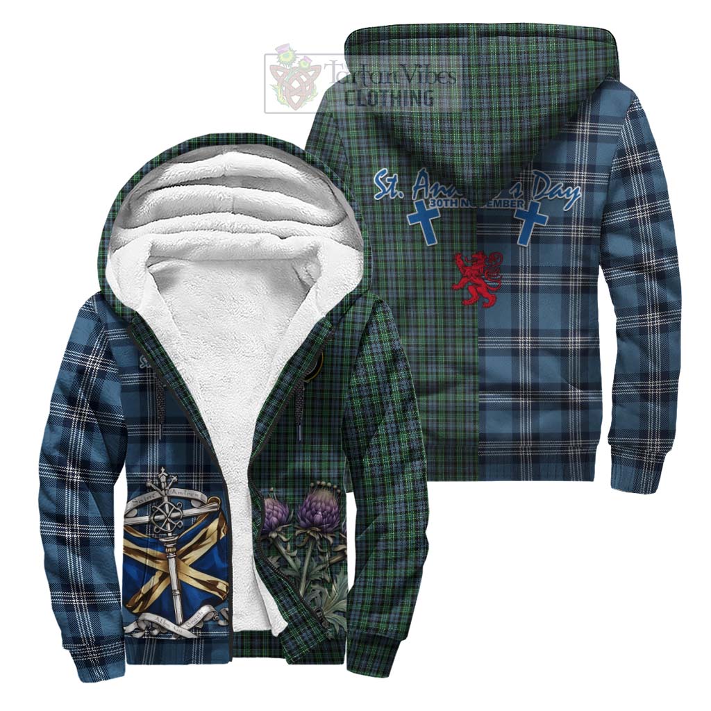 Tartan Vibes Clothing Arbuthnot Tartan Sherpa Hoodie Happy St. Andrew's Day Half Tartan Style