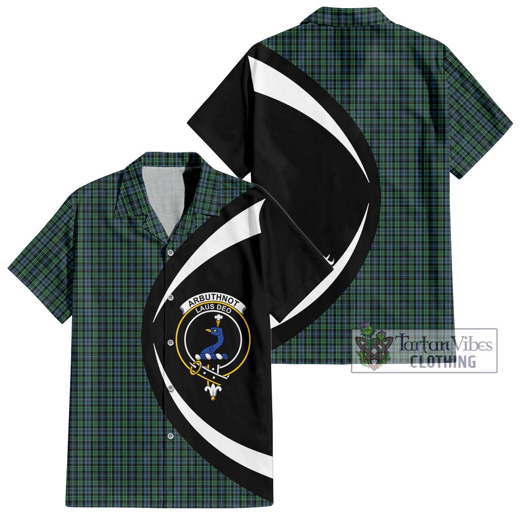 Arbuthnot Tartan Short Sleeve Button Up with Family Crest Circle Style Kid - Tartan Vibes Clothing