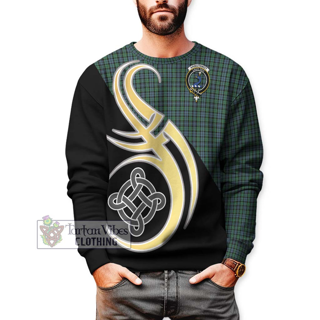 Arbuthnot Tartan Sweatshirt with Family Crest and Celtic Symbol Style Unisex - Tartan Vibes Clothing