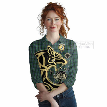 Arbuthnot Tartan Women's Casual Shirt with Family Crest Celtic Wolf Style