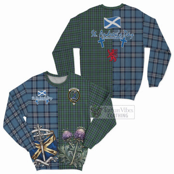 Arbuthnot Tartan Sweatshirt Happy St. Andrew's Day Half Tartan Style