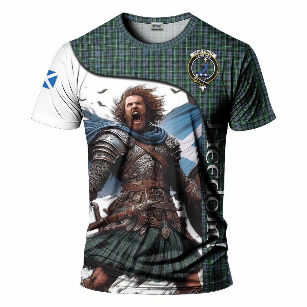 Arbuthnot Crest Tartan T-Shirt Inspired by the Freedom of Scottish Warrior