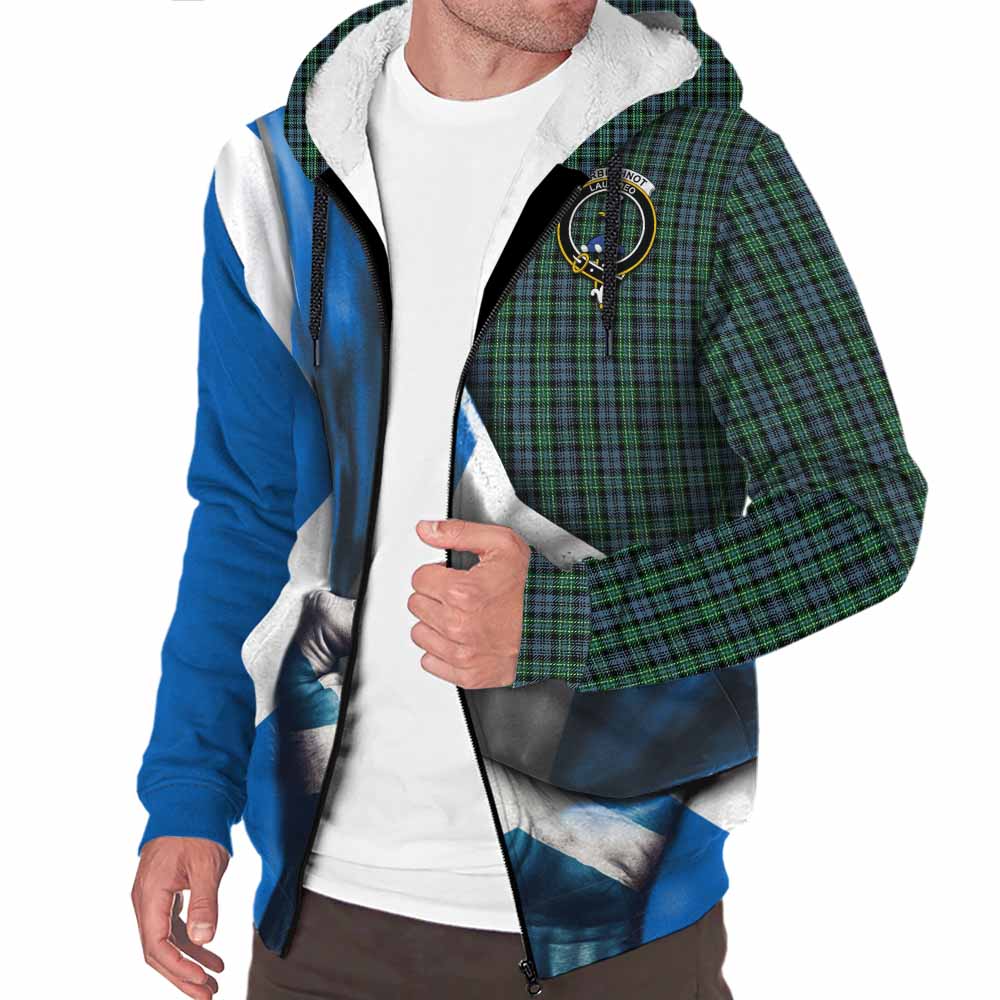 Tartan Vibes Clothing Arbuthnot Tartan Sherpa Hoodie with Family Crest Scotland Patriotic Style