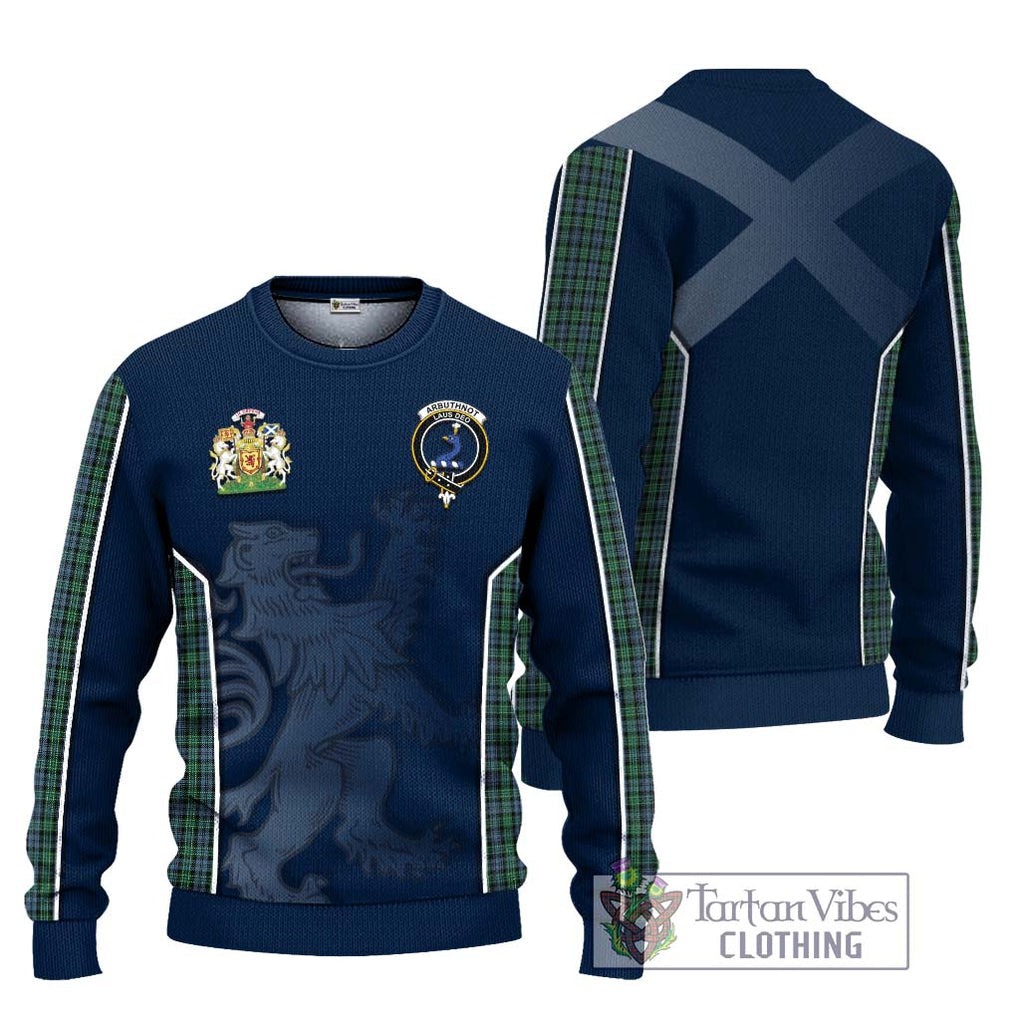 Arbuthnot Tartan Knitted Sweater with Family Crest and Lion Rampant Vibes Sport Style Unisex - Tartan Vibes Clothing