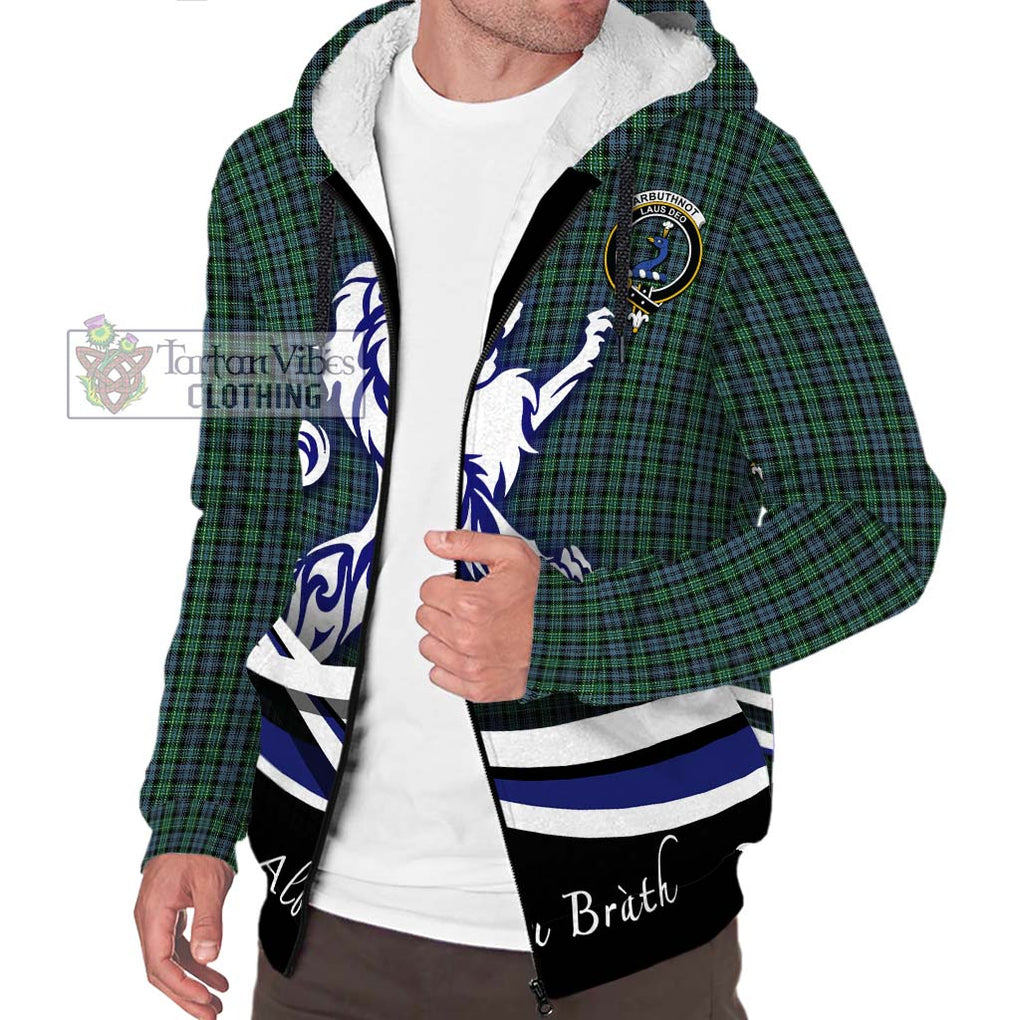 Arbuthnot Tartan Sherpa Hoodie with Alba Gu Brath Regal Lion Emblem Unisex S - Tartanvibesclothing Shop