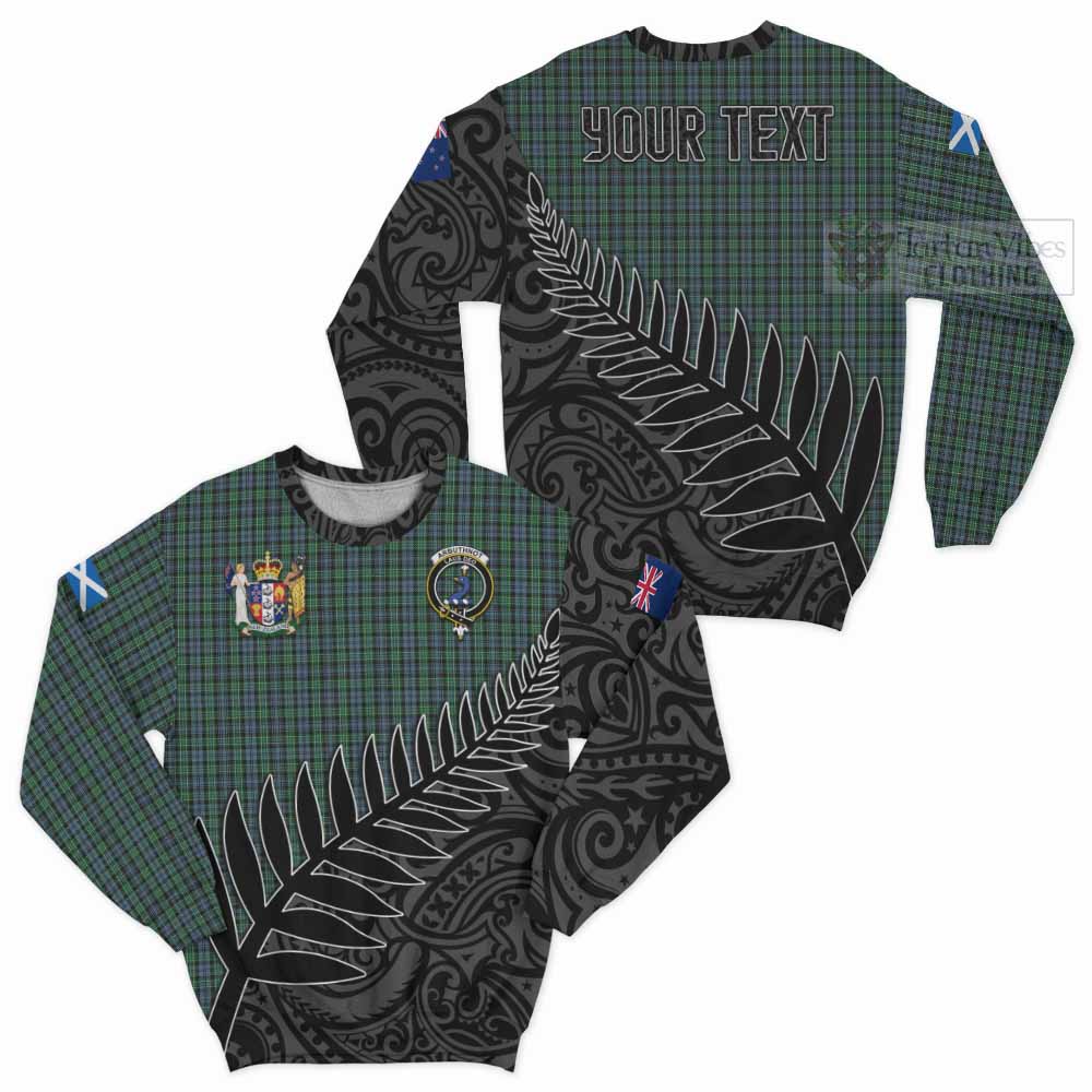 Tartan Vibes Clothing Arbuthnot Crest Tartan Sweatshirt with New Zealand Silver Fern Half Style