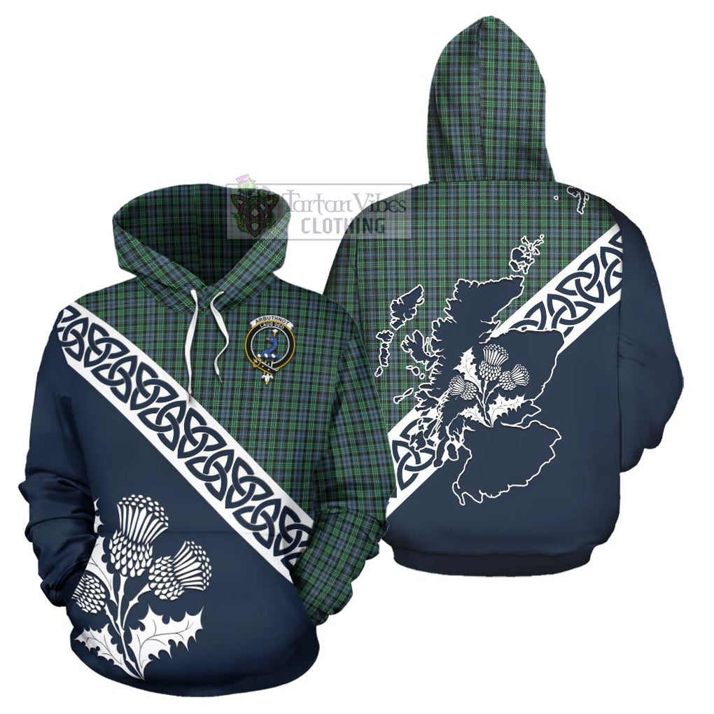 Arbuthnot Tartan Hoodie Featuring Thistle and Scotland Map Zip Hoodie - Tartan Vibes Clothing