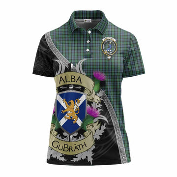 Arbuthnot Tartan Family Crest Women's Polo Shirt Lion Rampant Royal Thistle Shield Celtic Inspired Women - Tartan Vibes Clothing