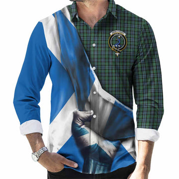 Arbuthnot Tartan Long Sleeve Button Shirt with Family Crest Scotland Patriotic Style