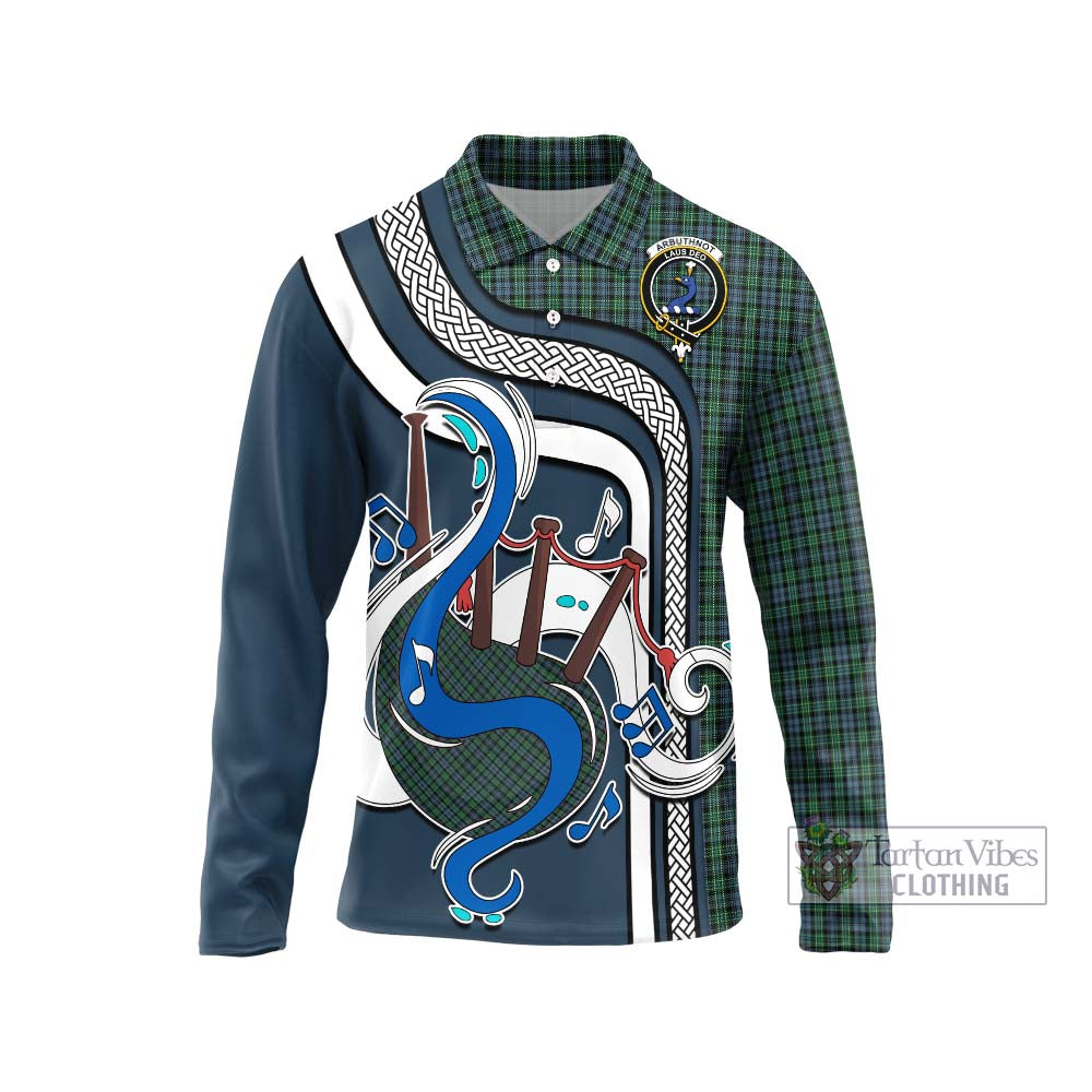 Tartan Vibes Clothing Arbuthnot Tartan Long Sleeve Polo Shirt with Epic Bagpipe Style