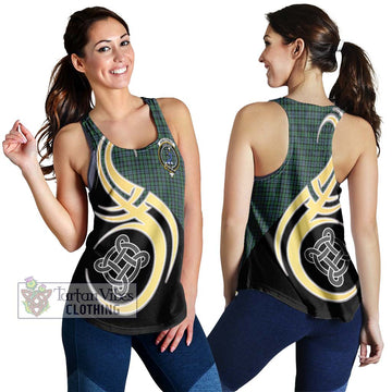 Arbuthnot Tartan Women's Racerback Tanks with Family Crest and Celtic Symbol Style