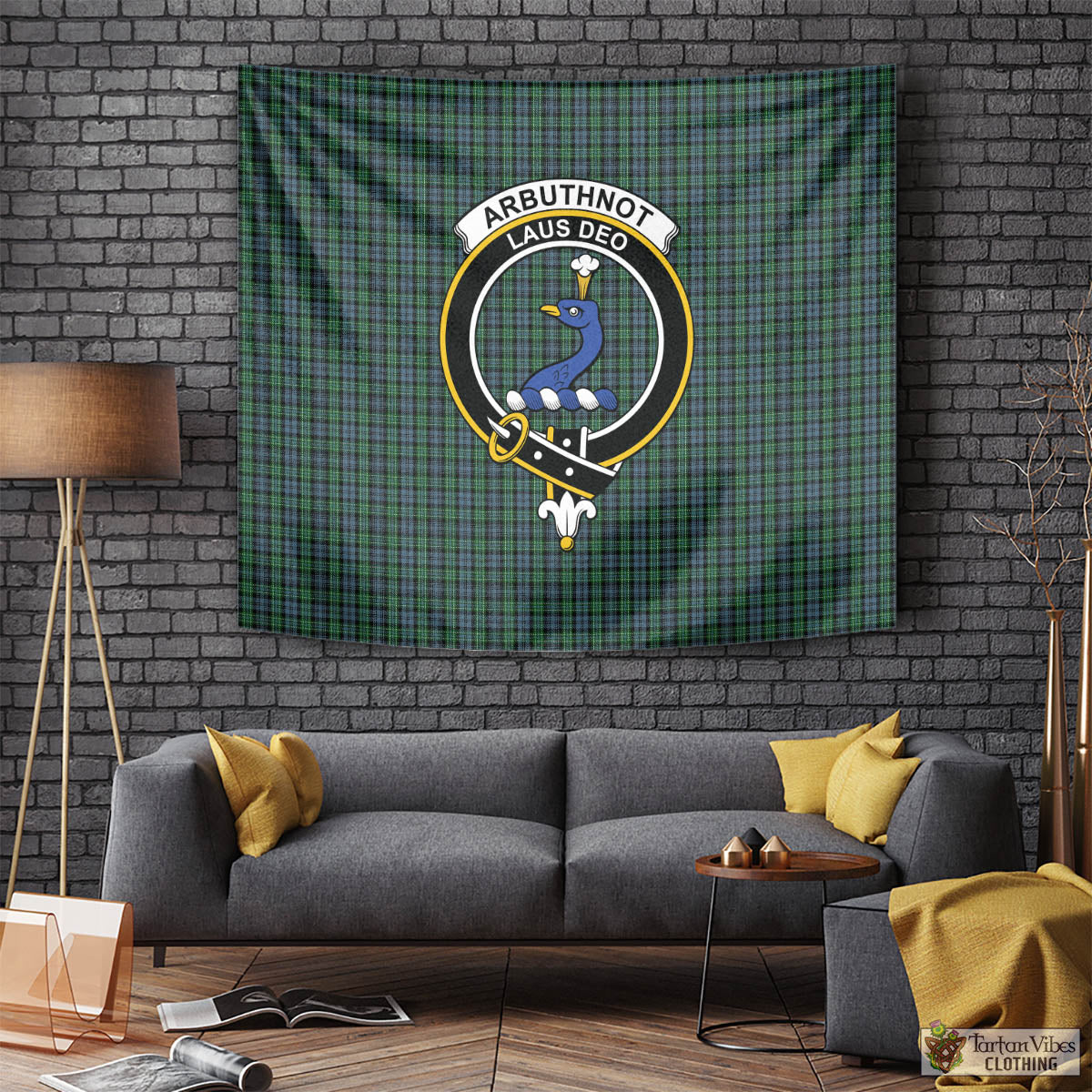 Tartan Vibes Clothing Arbuthnot Tartan Tapestry Wall Hanging and Home Decor for Room with Family Crest