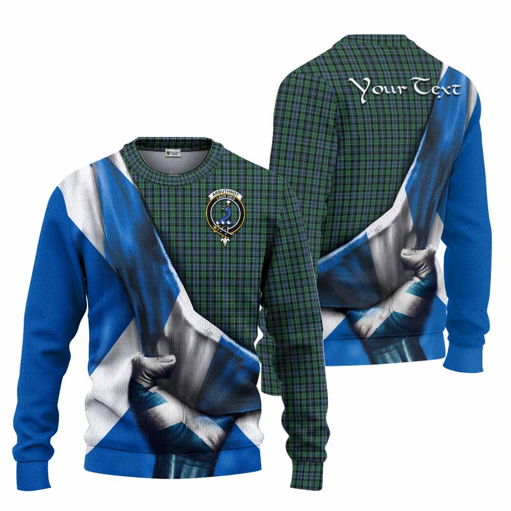 Tartan Vibes Clothing Arbuthnot Tartan Knitted Sweater with Family Crest Scotland Patriotic Style