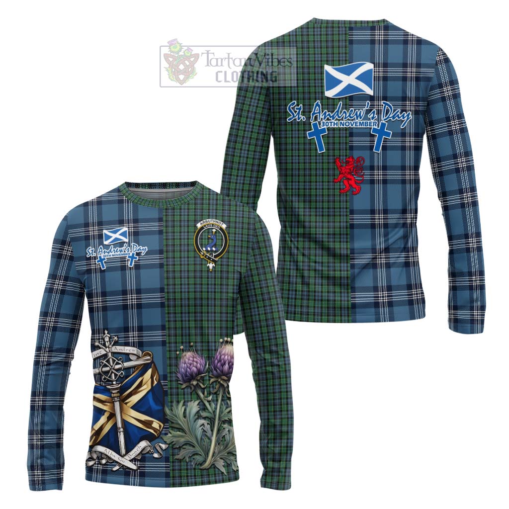 Tartan Vibes Clothing Arbuthnot Tartan Long Sleeve T-Shirt Happy St. Andrew's Day Half Tartan Style